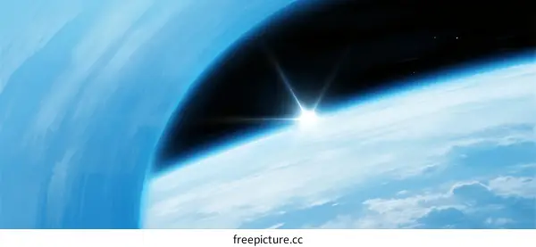 Bright Sunlight Over Earth's Curved Horizon from Space