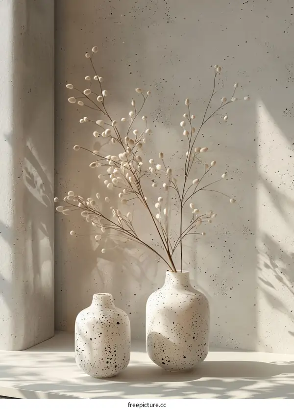 Modern Minimalist Vase Arrangement with Dried Flowers