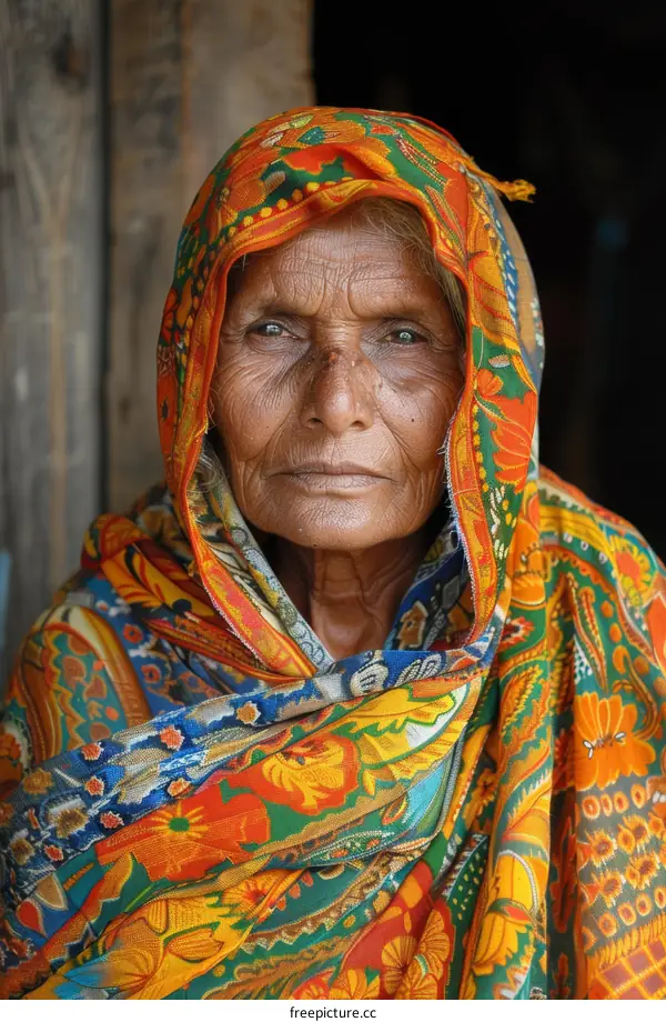 Portrait of an Elderly Woman in Traditional Dress
