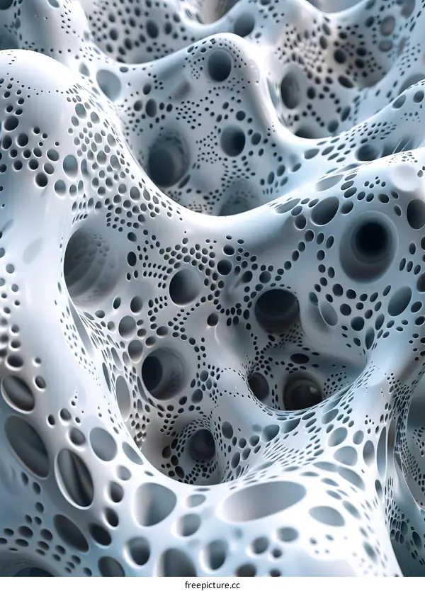 Abstract 3D Rendering of an Organic Structure with Many Holes