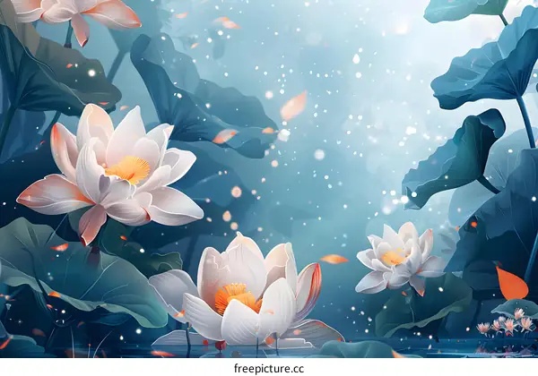 A pond of blooming lotuses