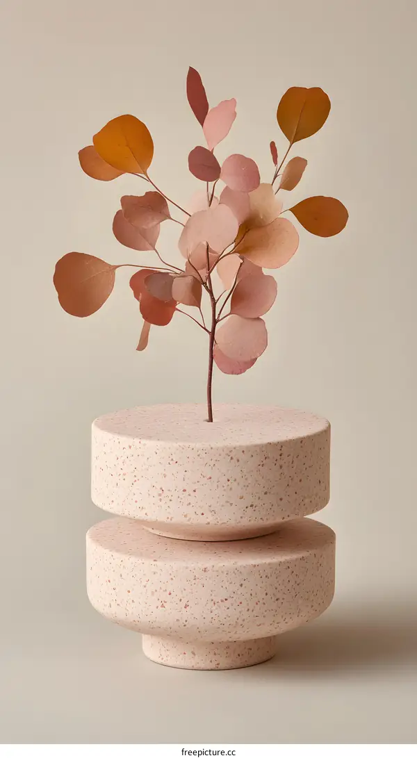 Dried Leaves in a Terrazzo Vase