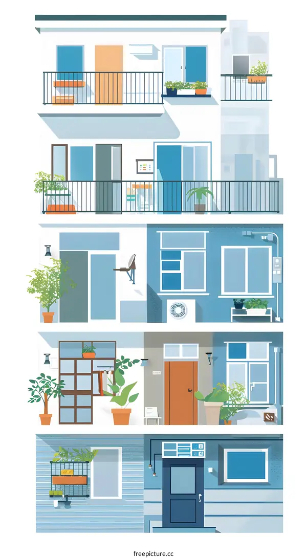 Modern Apartment Building Illustration