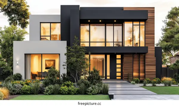 Modern House Exterior Design with Large Windows