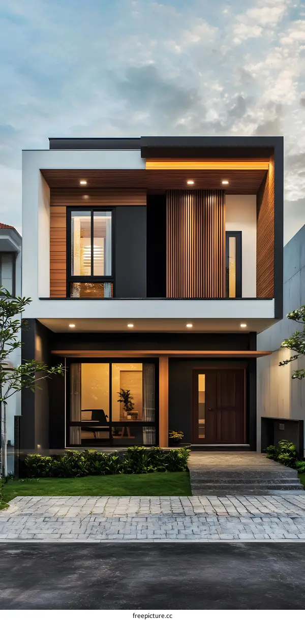 Modern Two Story Home With Wood Accents