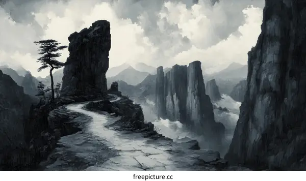 Majestic Mountain Peaks and Winding Path