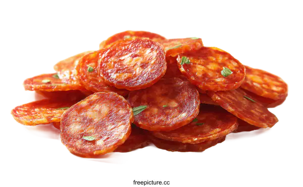 [Transparent Background PNG]Delicious Sliced Salami with Herbs