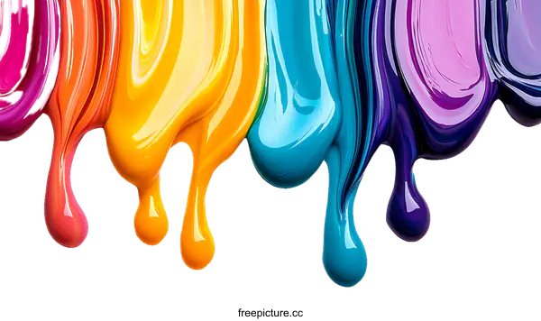 [Transparent Background PNG]Colorful Paint Drips Abstract Art
