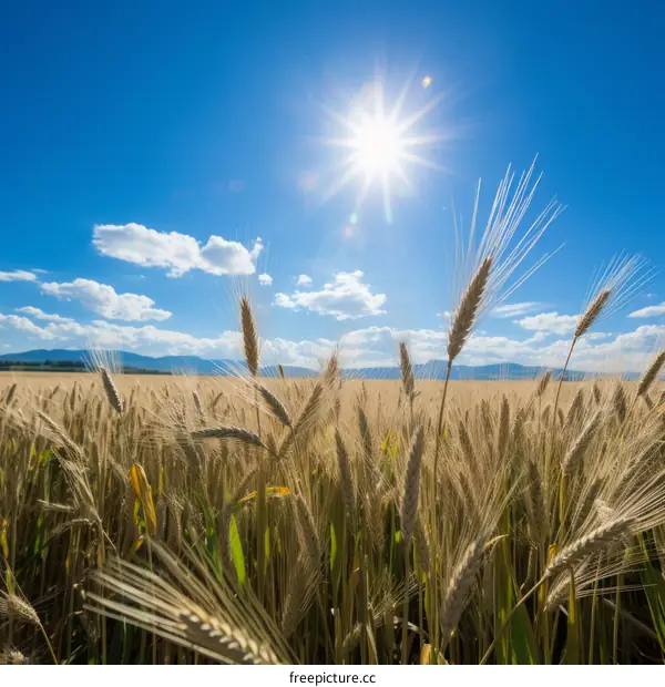 Golden Wheat Field Under a Sunny Sky