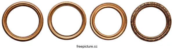 [Transparent Background PNG]Antique Circular Picture Frame Set