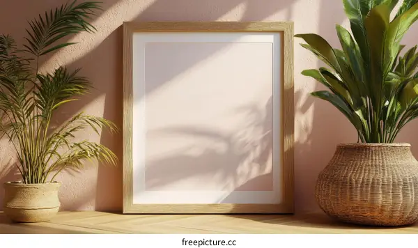 Empty Frame Interior Scene with Plants