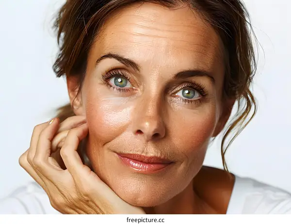 Portrait of a Beautiful Woman with Green Eyes