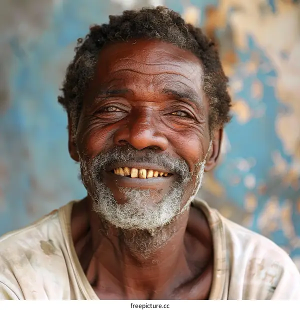 Smiling Man with Grey Hair and Beard Portrait