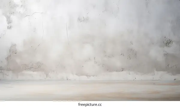 Whitewashed concrete wall with wooden floor