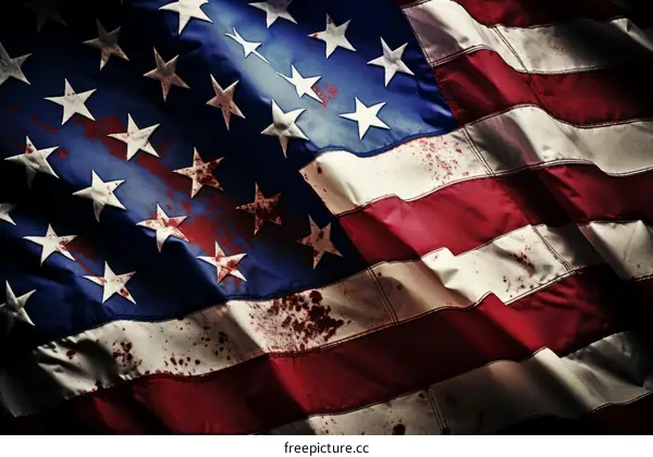 American Flag with Blood Stains