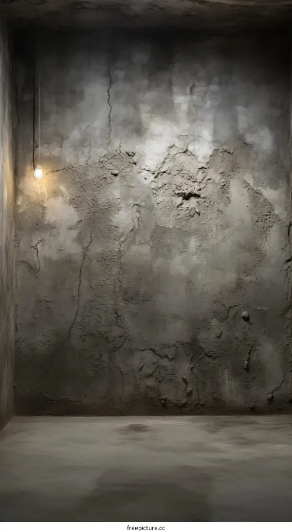 Grunge Concrete Wall with Light Bulb