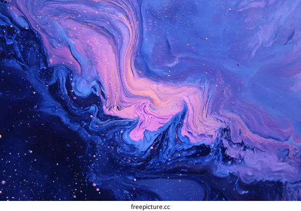 Abstract Fluid Acrylic Painting with Shimmering Colors