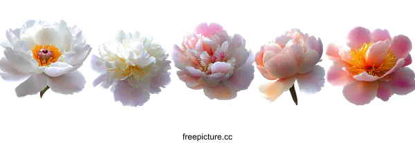 [Transparent Background PNG]Beautiful Peonies in Various Shades