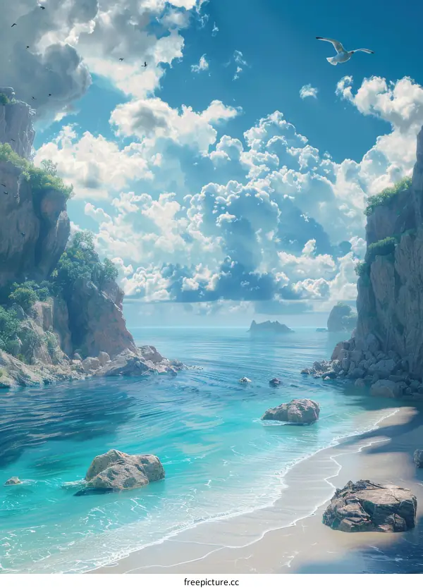 Dramatic Cliffs Frame Secluded Coastal Beach