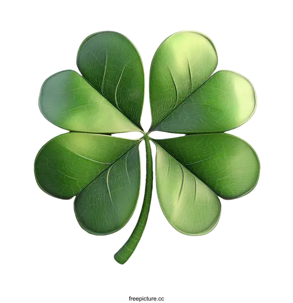 [Transparent Background PNG]3D Rendering of a Four-Leaf Clover