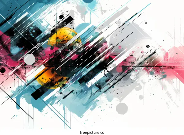 Colorful abstract painting with geometric shapes