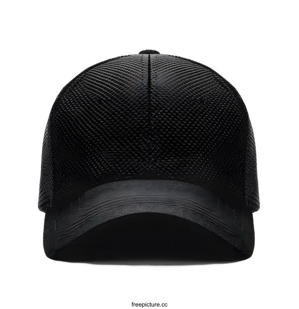 [Transparent Background PNG]Black Mesh Baseball Cap Front View Isolated