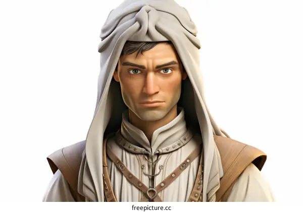 Portrait of a Young Middle Eastern Man in Traditional Clothing