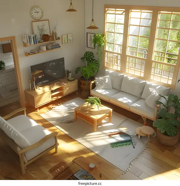 Sun-drenched Living Room with Plants