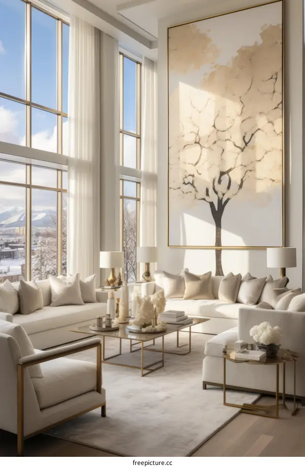 Luxurious and Spacious Living Room with Bright and Airy Design