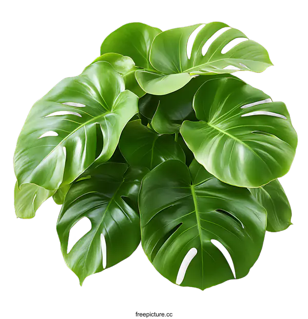 [Transparent Background PNG]Monstera Deliciosa Plant Close-up
