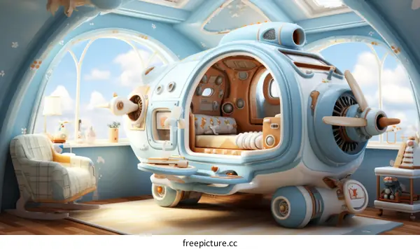 Dreamy Child's Bedroom Decorated with Airplane Bed