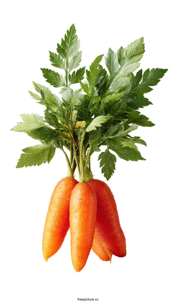 [Transparent Background PNG]Fresh Carrots with Leaves Close-up
