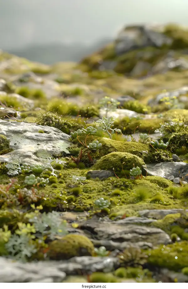 Close Up Of Green Moss And Rocks In A Forest