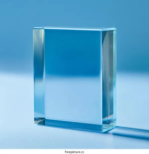 glass block on blue background