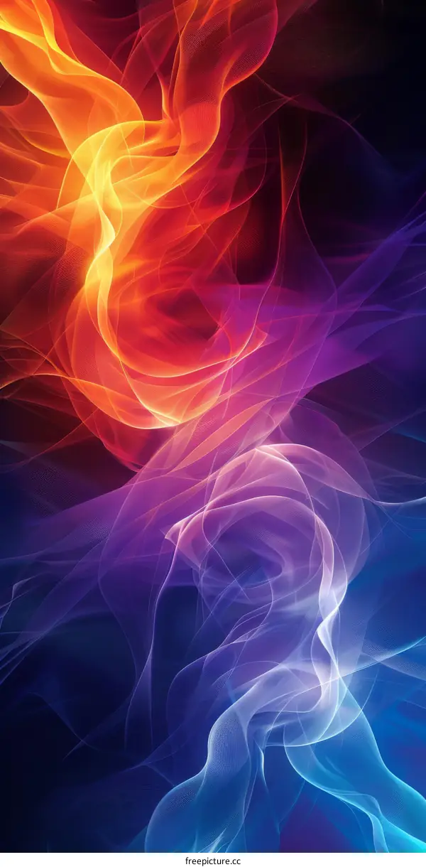 Abstract colorful fire and ice flames