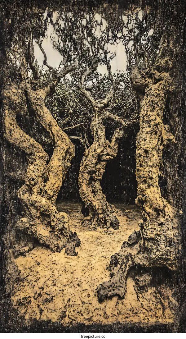 Ancient Twisted Trees in the Forest