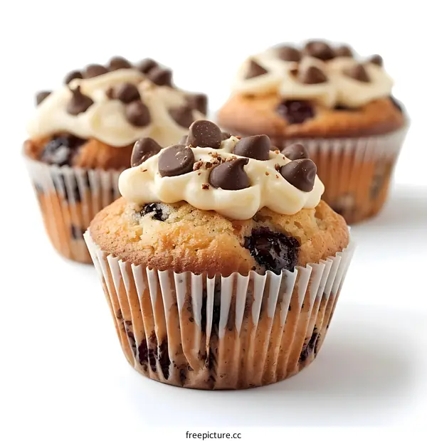 Chocolate Chip Muffins with Buttercream Frosting