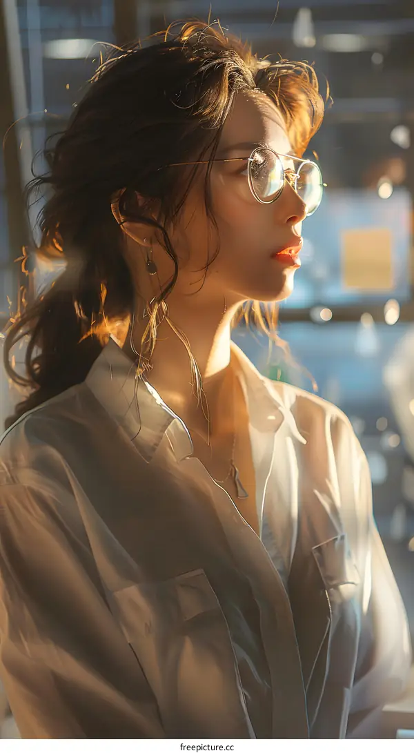 portrait of a beautiful asian woman in glasses