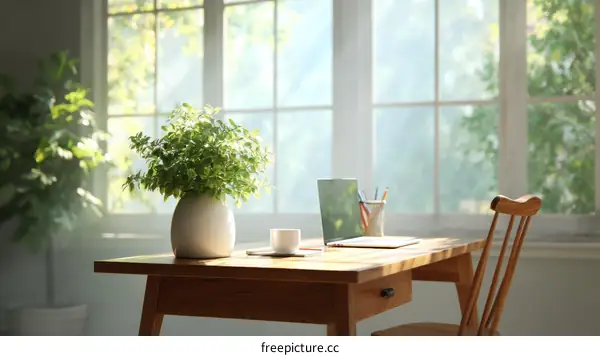 Cozy Home Office by the Window with Natural Light