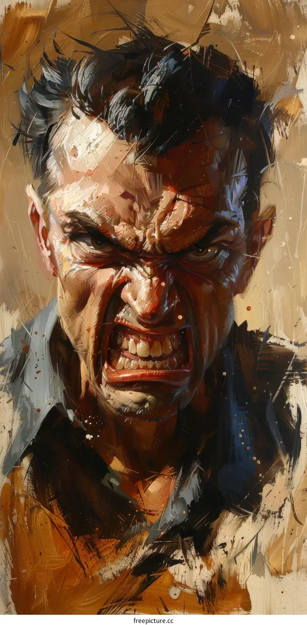 Portrait of an Angry Bearded Man