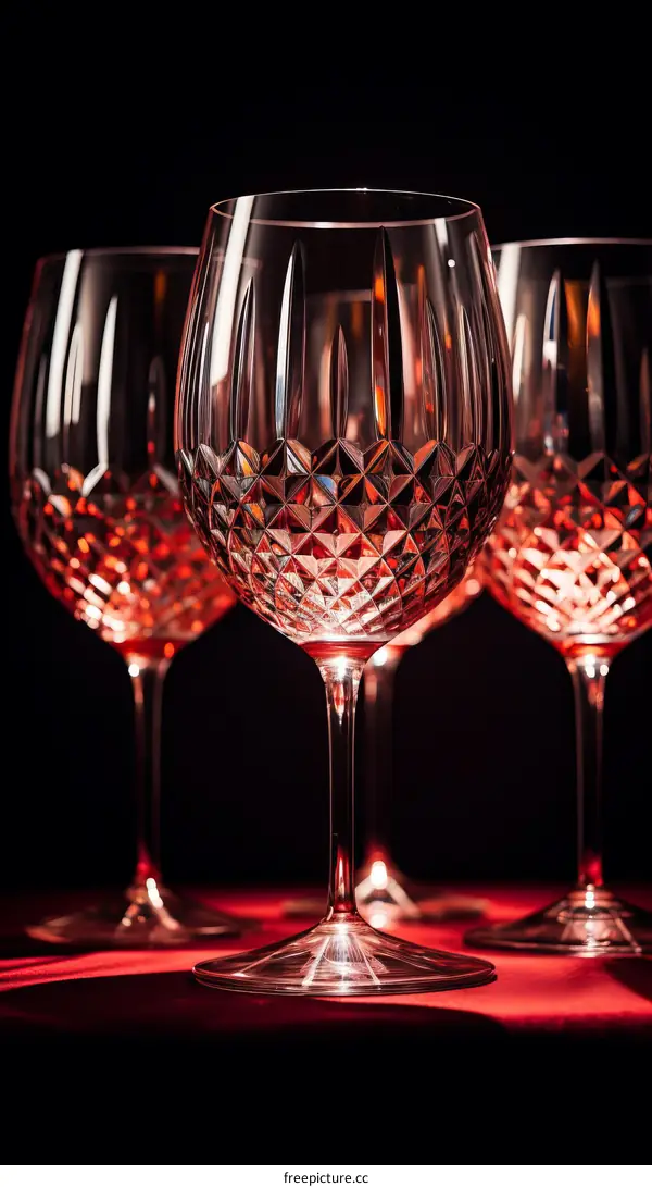 Elegant Wine Glasses on a Red Table