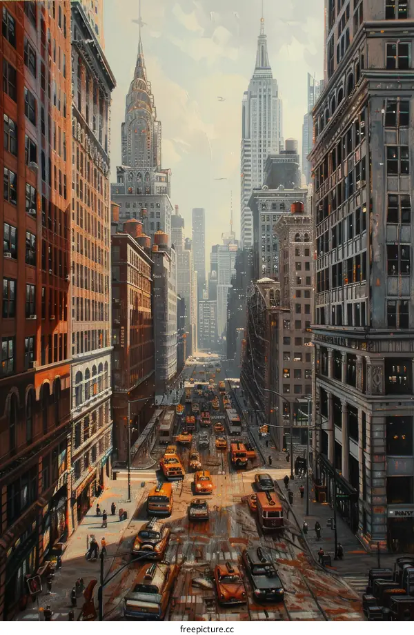 New York City Street Scene Illustration