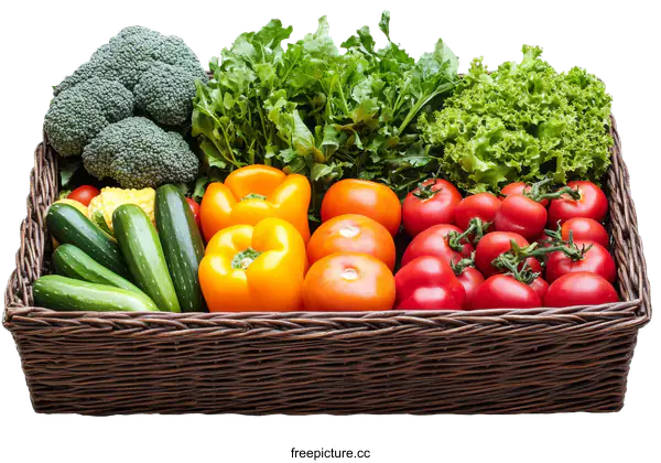 [Transparent Background PNG]Assorted Fresh Vegetables in a Basket