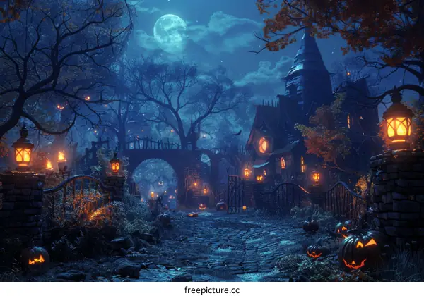 Spooky Halloween Night in a Haunted Village