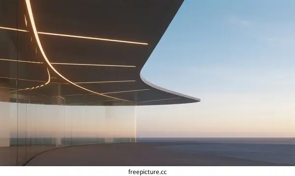 Modern Architectural Structure with Curved Lines and Glass Facade
