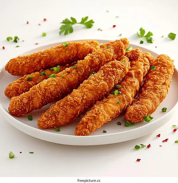 Crispy Fried Chicken Tenders on a Plate