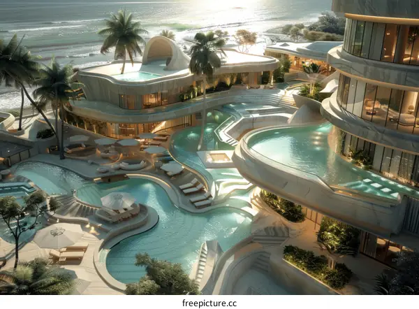 Luxury Coastal Resort Architecture Design Illustration