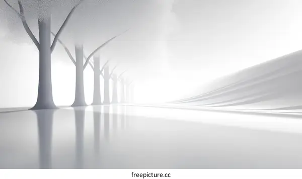 Abstract Monochrome Winter Forest Pathway