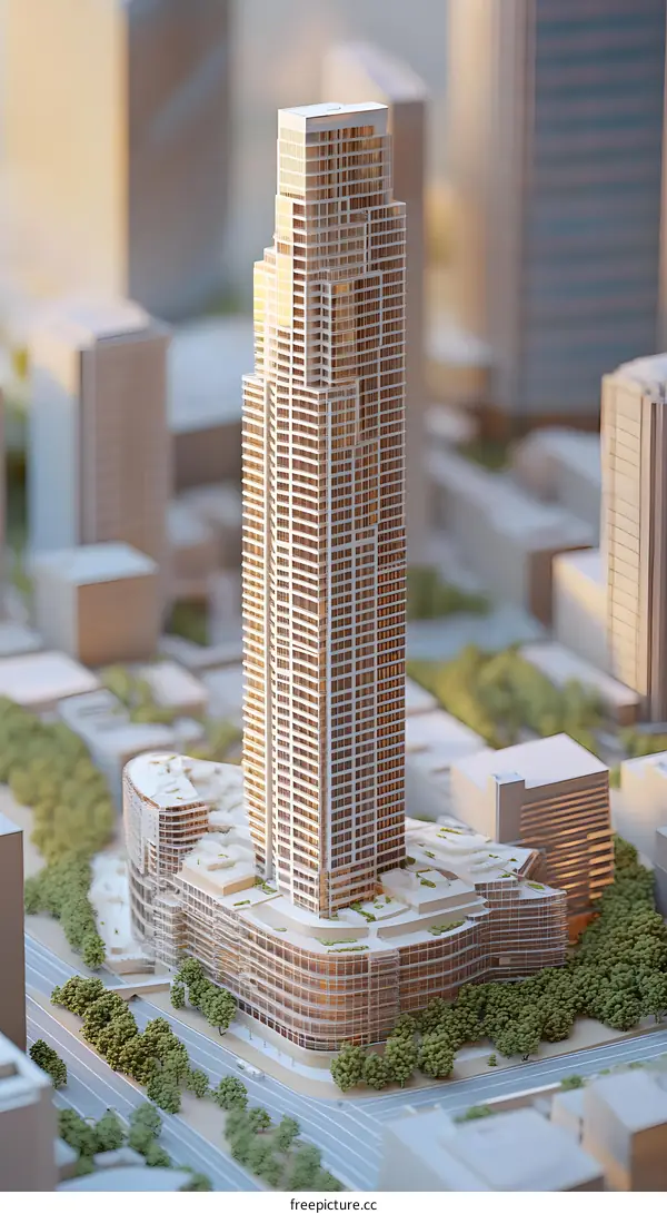 Modern Tall Skyscraper City Building Model