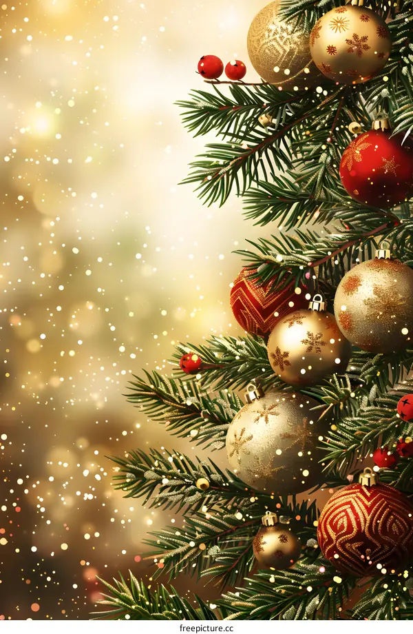 Christmas tree with red and gold ornaments